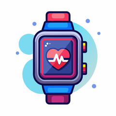 An Apple Watch displaying a heart symbol on its screen, suggesting health tracking features.