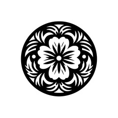 Elegant Black & White Floral Mandala, Vector Art, Minimalist Design