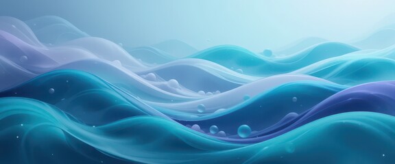 Fototapeta premium Serene Teal and Lavender Waves A Calming Abstract Background Illustration