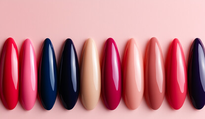 Set of colorful nail polish samples