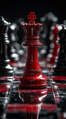 Red chess queen dominates the board