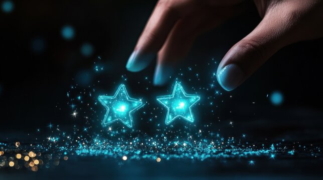 Glowing stars digital magic and abstract technology