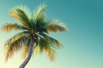 Pixelated Palm Tree Against a Blue Sky