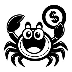 Download Cute Crab Holding Gold Coin Cartoon Vector Icon Illustration. Eps File For Design.