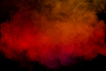 Orange and red steam on a black background.
