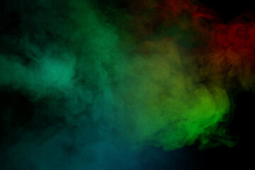 Red and green steam on a black background.