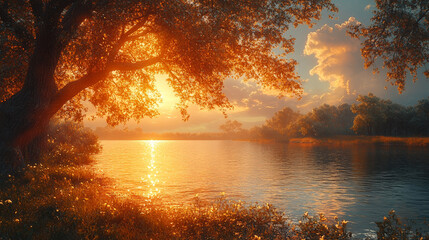 The harmony of the warm emotions and nature of summer evenings