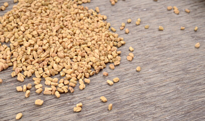 Methi or fenugreek seeds with methi leaves.Methi seeds is good for health.
