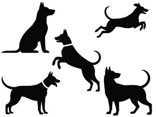 Set of dog silhouettes, vector animal template