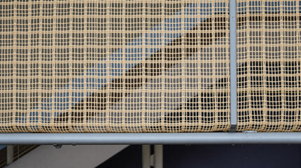 Obraz premium beige woven mesh with gray metal bar