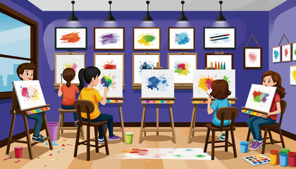 Kids_in_Art_Class_Painting_Colorful_Splatter_Art_on_Canvases_Creative_Children_Engaged_in_Artistic_Expression_Learning_Painting_Techniques_Fun_Art_Project
