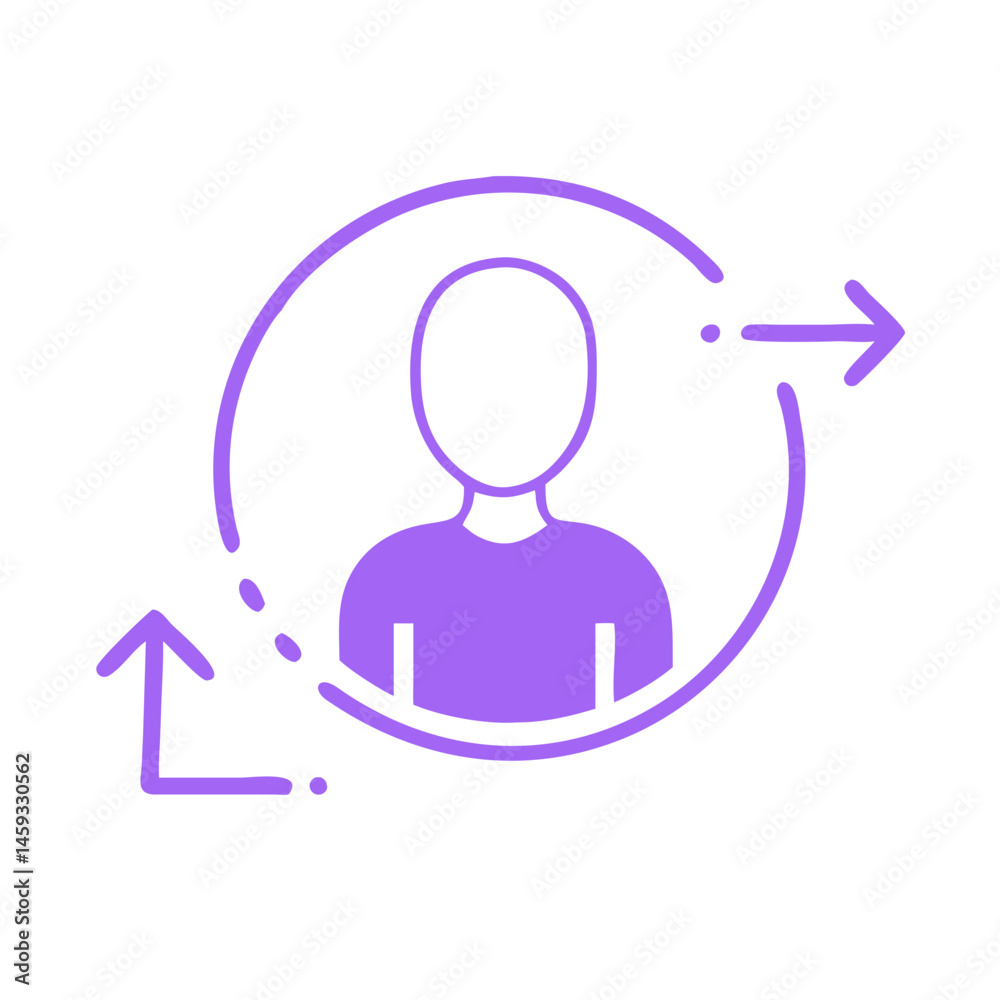 Canvas Prints user profile update icon with arrows in purple line style