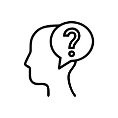 Human Head Silhouette with Question Mark Speech Bubble Icon
