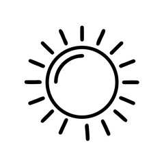 Simple Line Art Sun Icon with Rays
