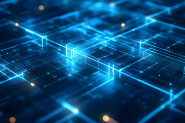 Obraz premium Abstract Technology Background with Neon Blue Light Patterns