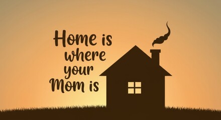 Simple illustration of a home, heartwarming message about family.