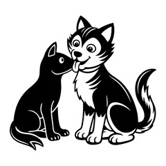 Download Cute Dog Licking Cat Cartoon Vector Icon Illustration. Eps File For Design.