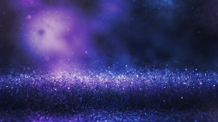 Obraz premium Nightfall violet and deep blue background with dreamy soft lights cosmic glowing blur and celestial sparkle particles