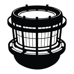 Fusion reactor core Silhouette, Vector, Illustration, Icon, Logo, White Background.