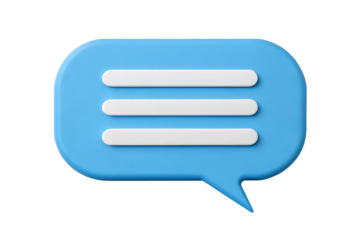 Blue Chat Bubble, Single Message Icon, Communication Bubble on transparent background