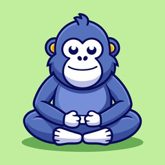 Download Cute Gorilla Meditation Yoga Cartoon Vector Icon Illustration Eps File For Design.