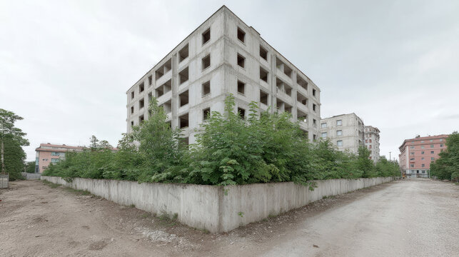 Abandoned Brutalist architecture, urban exploration treasure, silent ghost town whispers, connected to World Urbanism Day, Ostalgie reflections