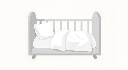 Baby cot with pillow and blanket