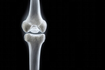 Intriguing close-up X-ray of knee joint, celebrating World Radiography Day, musculoskeletal marvel, anatomy study, medical enlightenment