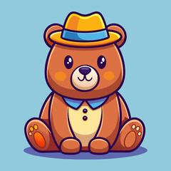 Download Cute Bear Sitting With Hat Cartoon Vector Icon Illustration Eps File For Design.