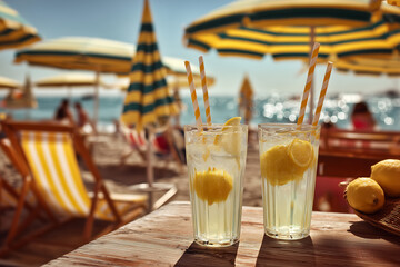 lemon drinks on a wooden table