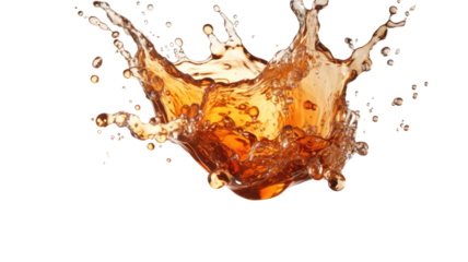 Fizzy Cola Splash Burst with Bubbles on Transparent Background
