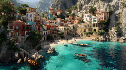 bright coastal village in Amalfi Coast