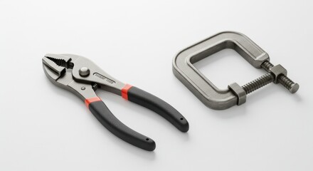 Obraz premium Locking Pliers and C-Clamp Side-by-Side