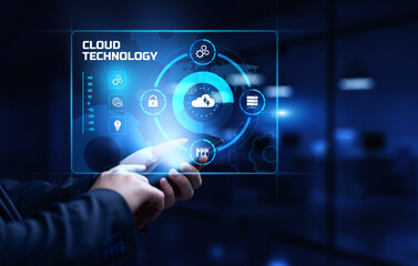 Cloud service computing data storage internet technology concept.