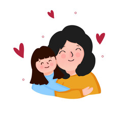 Happy Mother and Daughter Hug Illustration