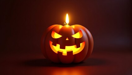 Halloween pumpkin with candle, 3D spooky lighting