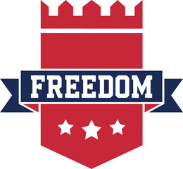 American Freedom Shield Emblem Vector Banner design Badge with Stars illustration on white background