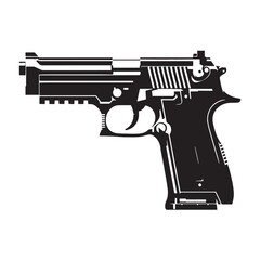 Elegant Pistol silhouette, minimalist aesthetic with strength – Pistol illustration – Defined Pistol vector – Weapon silhouette

