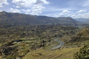 Fototapeta premium View of the deep Colca Canyon, one of the most beautiful in the world, located in the city of Arequipa in Peru