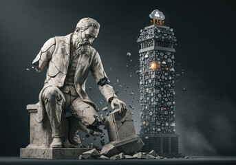 Fototapeta premium the destruction of the country's economic system and the foundation of a new one.