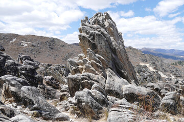 Strange volcanic rock formations found in Cumbemayo in the department of Cajamarca, Peru.