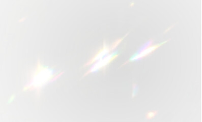 PNG white sparkle with prism beam and glitter reflection, glass flash and bokeh effect in abstract vector design, PNG glowing rainbow light and crystal background with radiant shine.