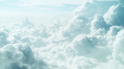 High-altitude view of fluffy white clouds