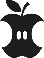 Apple Core Silhouette – Minimal Back to School Vector Illustration
