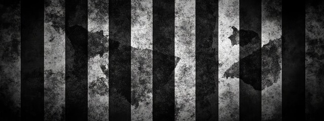 Grunge world map within vertical stripes