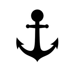 Anchor silhouette in a flat design isolated on transparent background, png image 