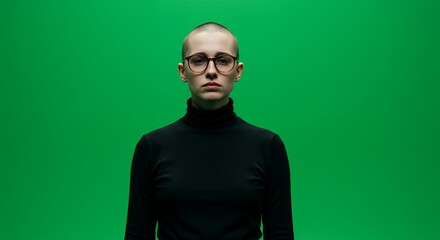 Obraz premium Isolated Young Woman Conveying Misunderstanding on Green Screen