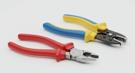 Fototapeta premium Insulated Pliers, Side Cutters, and Wire Strippers in Bold Colors