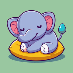Obraz premium Download Cute Elephant Sleeping On Pillow Cartoon Vector Icon Illustration Eps File For Design.