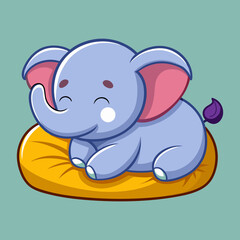 Naklejka premium Download Cute Elephant Sleeping On Pillow Cartoon Vector Icon Illustration Eps File For Design.